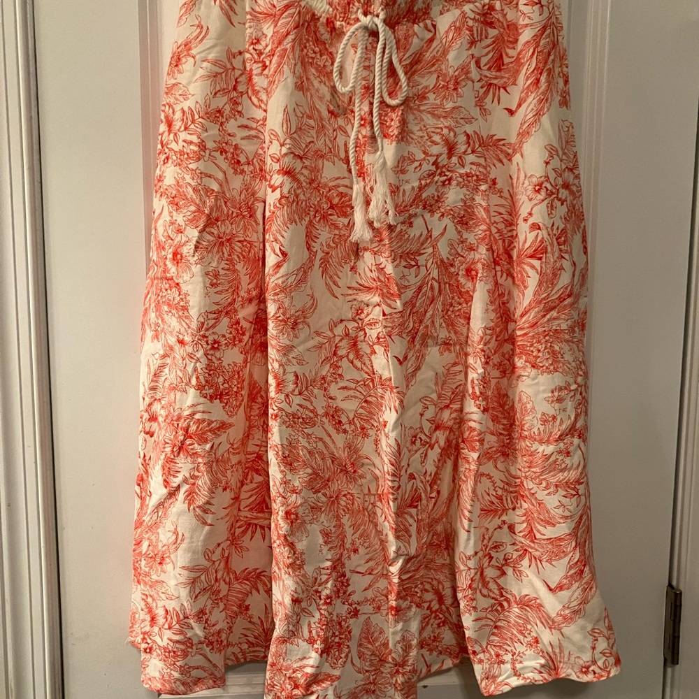 Floral Print Women's Pleated Cotton Skirt Midi/Maxi